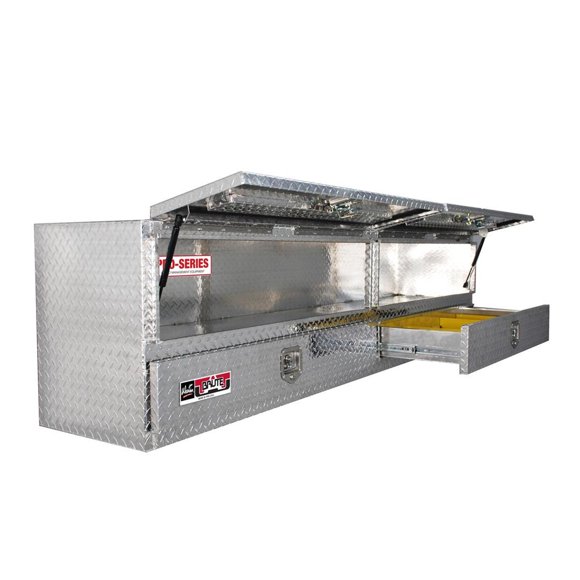 Westin Automotive Tool Box 80-TB400-96D-BD Brute; TopSider; 2 Top Doors/2 Bottom Drawers; Diamond Tread; Polished; Aluminum; 26.67 Cubic Foot Capacity