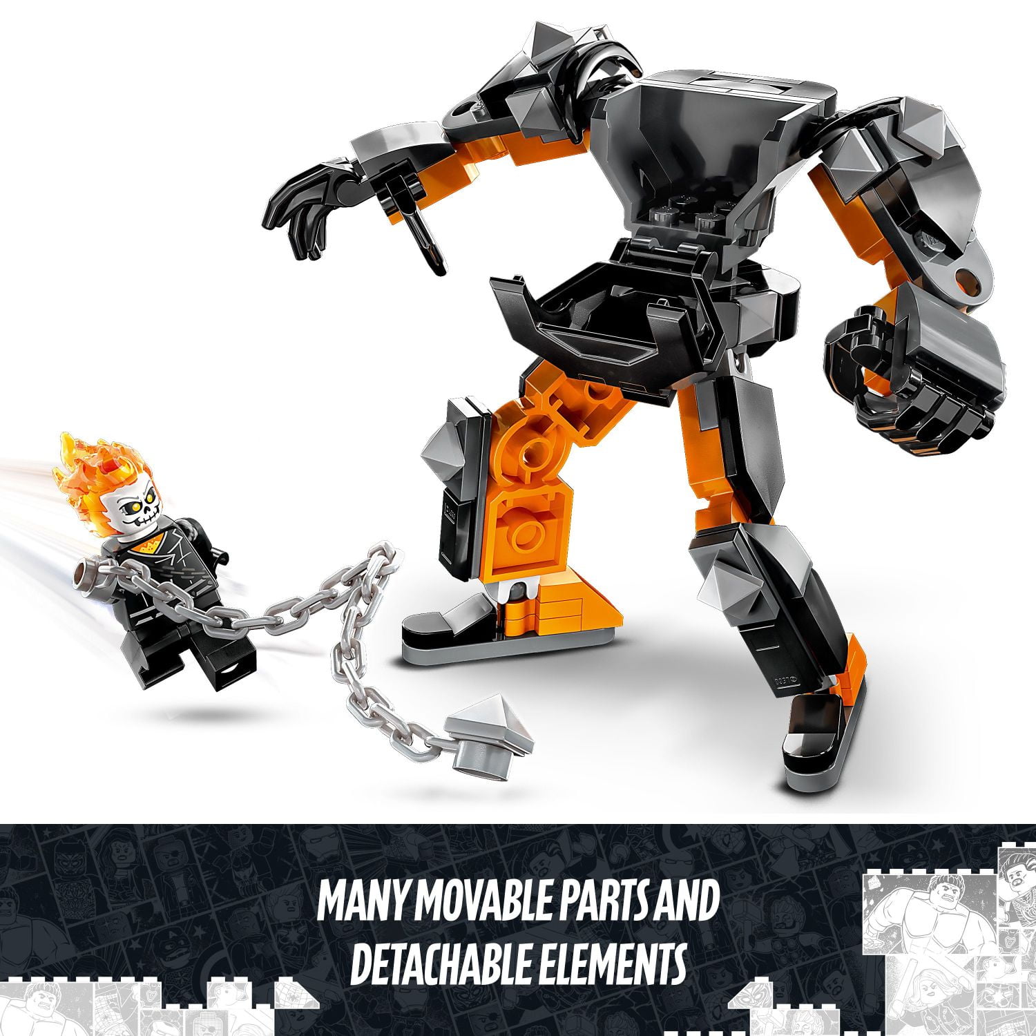 LEGO Marvel Ghost Rider Mech & Bike Building Toy for Boys & Girls Ages 7+ - Marvel Superhero Toy W/ Movable Action Figure - Gift for Kids & Fans - 76245