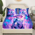 thumbnail image 3 of Ensemble de Draps Fille Cyber Rétro Futurisme pour Fans de Science-Fiction Thème Robot de Réalité Virtuelle Ensemble de Literie, Draps Anime Fille Cool Simple 3 Pcs (1 Drap Plat 1 Drap-Housse 1 Taie d'Oreiller), 3 of 5