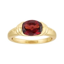Brilliance Fine Jewelry Oval Garnet Ring in 14KT Gold Plated Sterling Silver