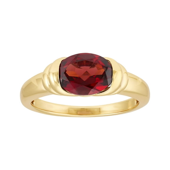 Brilliance Fine Jewelry Oval Garnet Ring in 14KT Gold Plated Sterling Silver