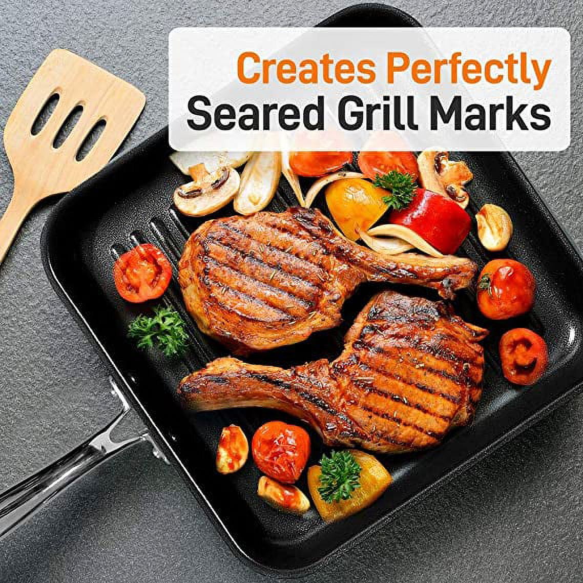NutriChef Nonstick Stove Top Grill Pan - PTFE/PFOA/PFOS Free 11  Hard-Anodized Non stick Grill & Griddle Pan - Kitchen Cookware - AliExpress