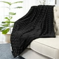 thumbnail image 4 of Home Soft Things Saga Double Sided Faux Fur Throw - Black - 50" x 60", 4 of 9