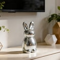 thumbnail image 4 of Tumdkd Handmade Mirror Glass Bunny Statue 6 Inch, White Foam Rabbit Sculpture with Shiny Reflective Accents, Easter Decoration for Home Tabletop, Glitter Ornament Centerpiece, 4 of 6