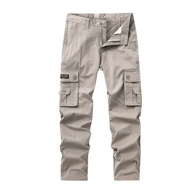 Diufon Men's Cargo Pants Casual Work Long Sweatpants with Multi Pockets Outdoor Hiking Button Tracksuit Pants
