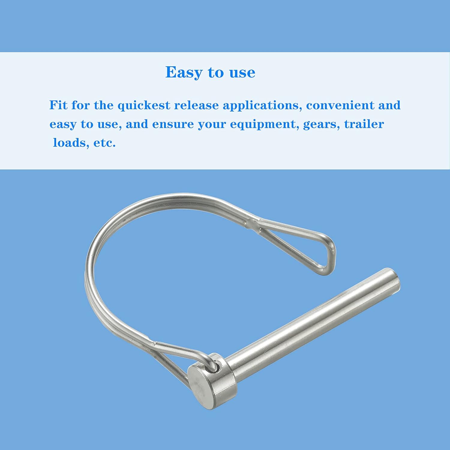 ABCISI Safety Coupler Pin 1/4 Inch(6.3mm) Diameter, 2.756 Inch(70mm) Length, Wire Lock Pins, Locking Pins, 316 Stainless Steel(2 Pcs)