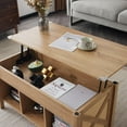thumbnail image 2 of Ktaxon Mid-Century Lift Top Coffee Table, Multi-Functional Lift Tabletop Center Table for Living Room with Hidden Storage Compartment & 3 Cube Shelves, Walnut, 2 of 9