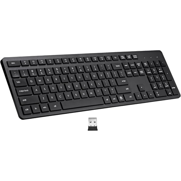 shiyou-Wireless Keyboard, 2.4G USB External Silent Cordless Keyboard for Windows Chrome Laptop Computer PC Desktop Notebook Chromebook, 106 Keys Full Size with Number Pad (Black)