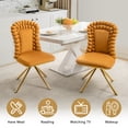 thumbnail image 4 of Dining Chairs Set of 2,Velvet Accent Chairs for Living Room, Vanity Chair with Gold Metal Legs, Upholstered Dining Chairs,360° swivel for bedroom,Living Room, Dining Room, Kitchen(Orange), 4 of 9