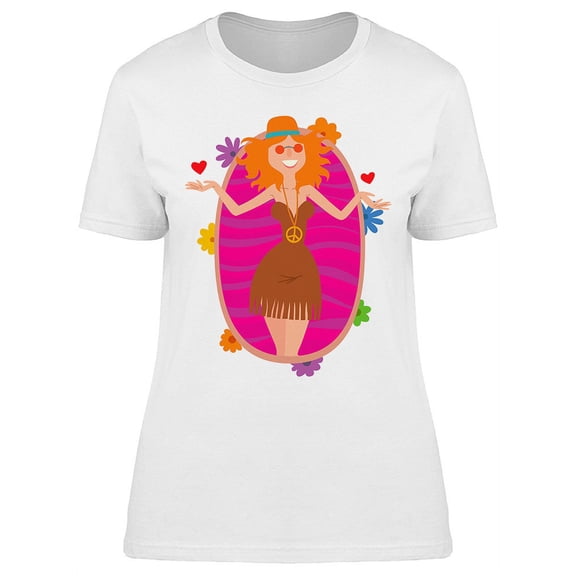 Bright Pink Female Hippie T-Shirt Women -Image by Shutterstock, Female x-Large