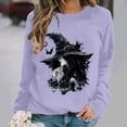 thumbnail image 2 of Jsaierl Halloween Sweatshirts for Women Plus Size Witch Graphic Pullovers Soft Going Out Round Neck Long Sleeve Shirt Tops Halloween Clothes, Sizes S-2XL, 2 of 7