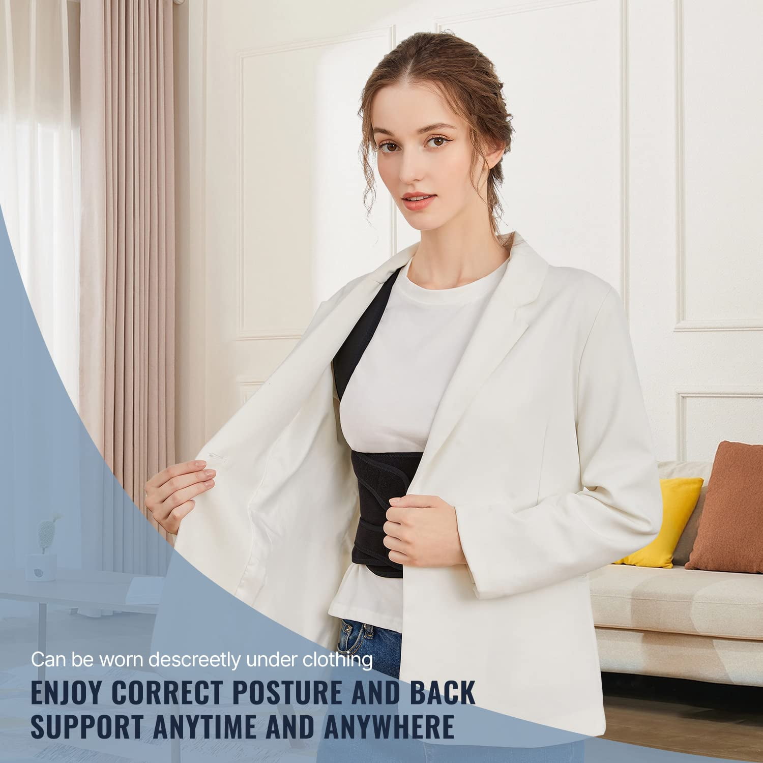 Back Brace Posture Corrector Adjustable Full Back Support, Shoulder Straightener for Men Women Hunchback & Back Pain Relief