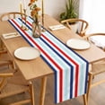 thumbnail image 3 of Red Blue Stripe Table Runner - 70 Inch Long, Kitchen Dining Table Runner Dresser Scarves, Gradient Geometric White Vertical Striped Farmhouse Decor for Coffee Tables Wedding Party Banquet, 3 of 8