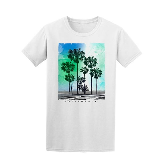 California Beach And Palm Photo T-Shirt Men -Image by Shutterstock, Male XX-Large