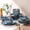 Ceylon Blue, variant on Ceramic Dinnerware Sets for 4, 12 Pieces Handpainted Stoneware Plates and Bowls Set, Scratch Resistant Dishes Set, Dishwasher & Microwave Safe, Cappuccino