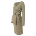 thumbnail image 4 of Lispipm V Neck Sweater Dress for Women Long Sleeve Soft Ribbed Knit Maternity Dresses Casual Pregnancy Home Clothes Brown XL, 4 of 9