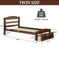 thumbnail image 2 of Twin Bed Frame with Storage Drawer, UHOMEPRO Solid Pine Wood Bed Frame with Headboard and Footboard, Modern Bed Furniture for Bedroom, Holds 275 lb, No Box Spring Needed, Walnut, 2 of 15