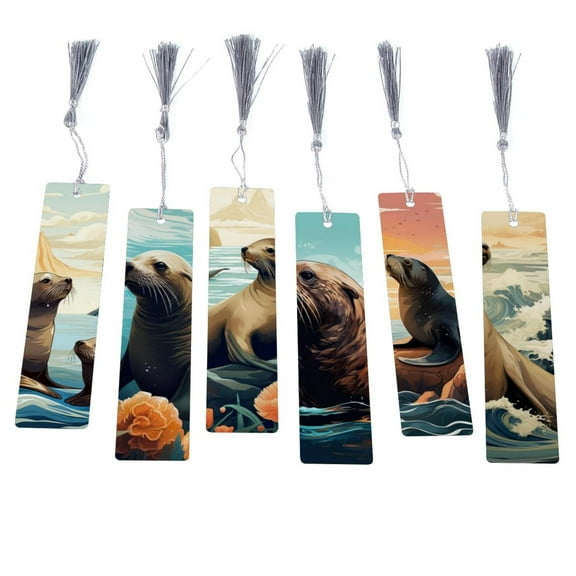6 Packs Sea Lion Tassel Bookmark, Perfect Birthday Gifts Ideal for Christmas, Mothers Day, Valentine's Day for Teachers Readers, Book Lovers