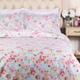thumbnail image 3 of 300 Thread Count 100% Cotton Floral Duvet Cover & Pillow Shams Set, Full/Queen, Light Blue - Blue Nile Mills, 3 of 6