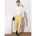 thumbnail image 3 of Unique Bargains Men's Striped Pants Business Skinny Fit Color Block Trousers 30 Yellow White, 3 of 6