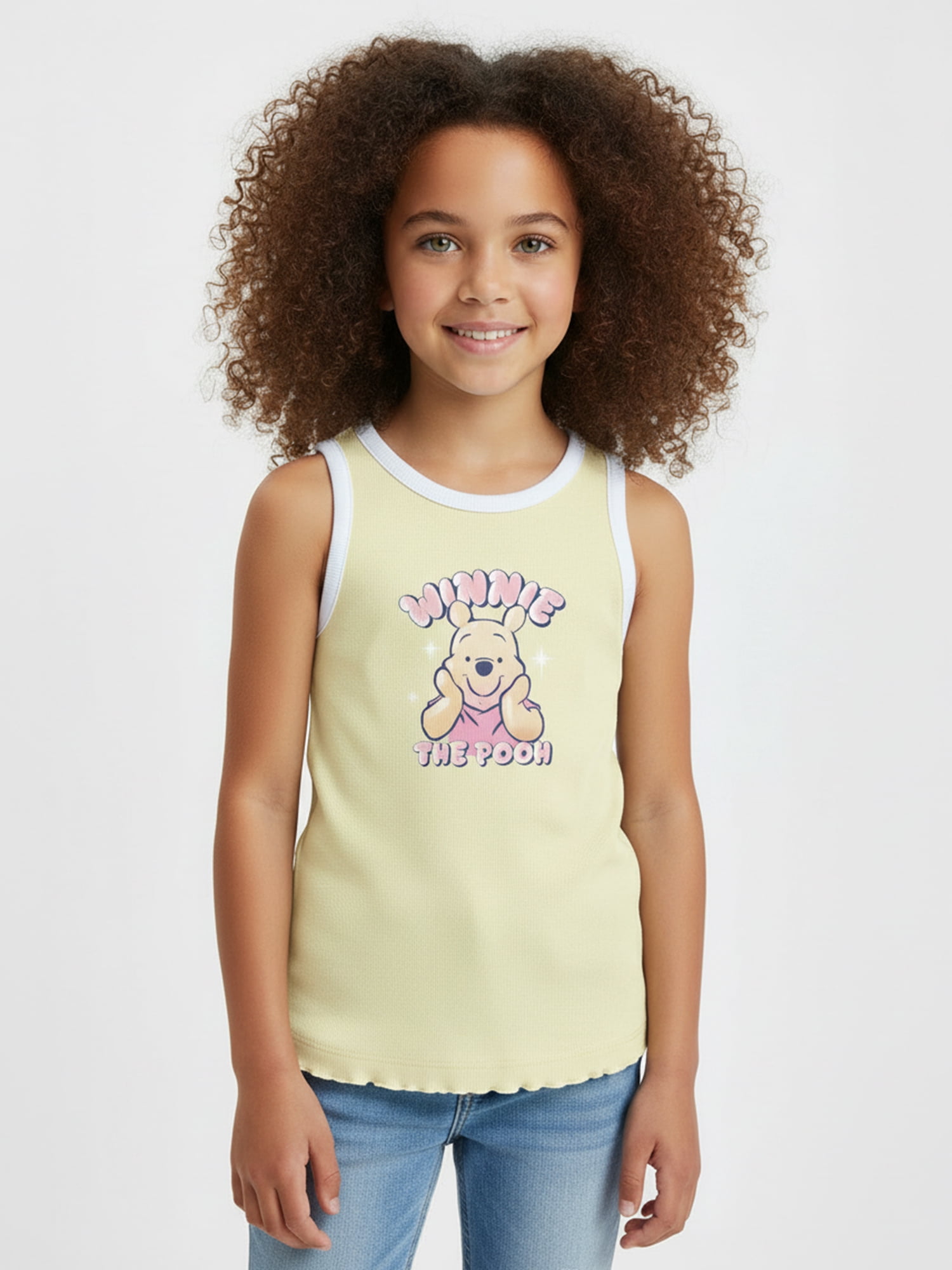 Winnie The Pooh Girls Airbrushed Ringer Graphic Tank Top, Sizes 4-16