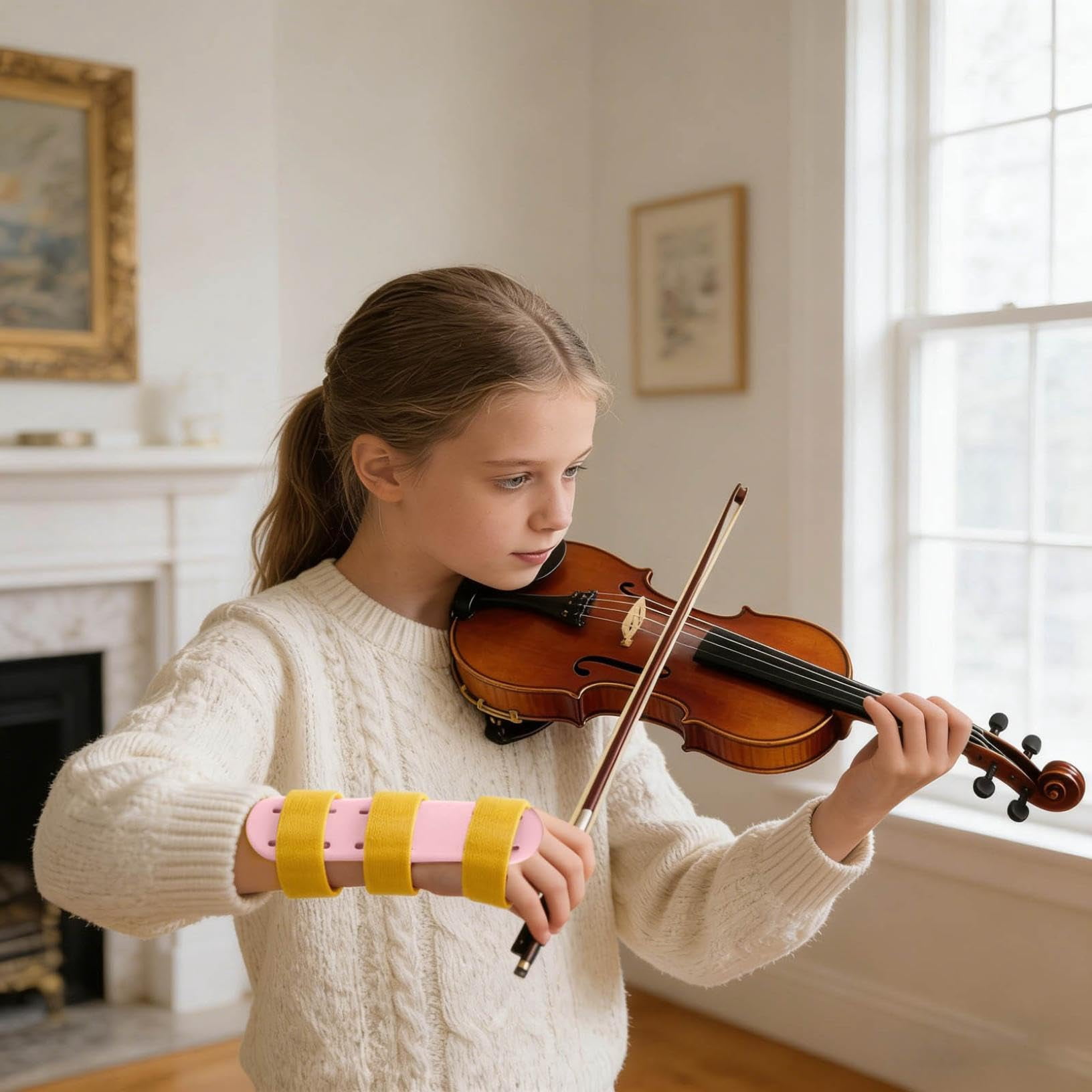 Violin Wrist Practice Aid, Adjustable Corrector for Students and Beginners, Breathable Violin Wrist Assistant, Straight Wrist Trainer for Violin Students Music Lessons Orchestra