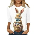 thumbnail image 2 of Fartey Easter Day Shirts for Women Plus Size Summer Crew Neck 3/4 Sleeve Tunic Tops Fashion Cute Bunny Eggs Graphic Tees Dressy Casual Holiday T Shirts 2025 Multicolor S-5XL, 2 of 5