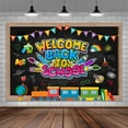 thumbnail image 4 of 9 x 6 ft Welcome Back to School Backdrop Blackboard Cartoon Colorful Pencils Photography Background for Student Enrollment Ceremony First of Day School Backdrop Banner Classroom School Decorations, 4 of 5