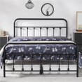 thumbnail image 1 of Fullfurnique Metal Platform Bed with High Headboard and Footboard, Full, Black, 1 of 9
