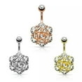 thumbnail image 4 of HOOUN Stylish Navel Belly Ring Rhinestone Button Bar Barbell Body Piercing Jewelry-#23 White Crystal Flower, 4 of 9