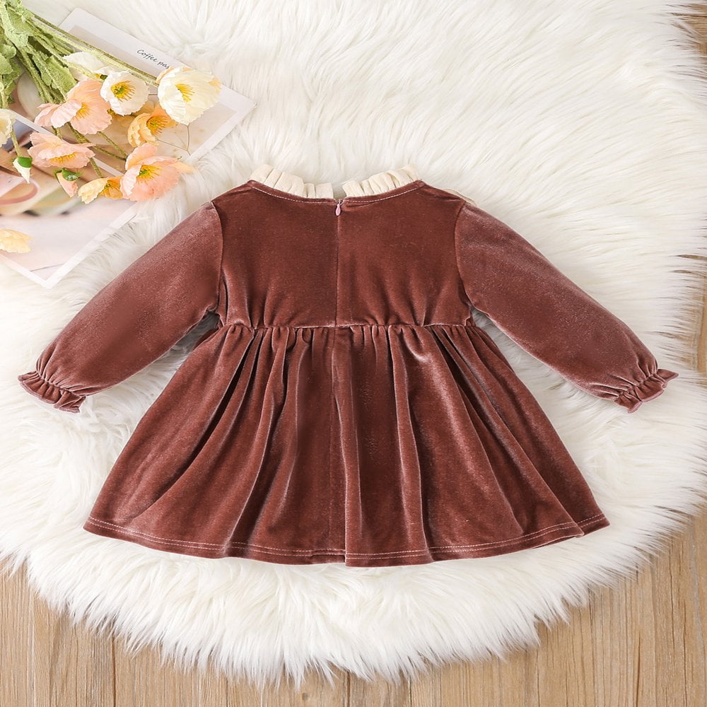 Toddler Baby Girls Velvet Dress Long Sleeve Princess Christmas Party Dresses 1 3Years Walmart