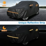 SUV Full Car Cover Upgraded Material Waterproof Car Cover Outdoor Sun UV Rain Protection Black