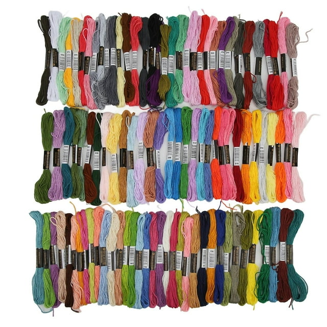 Pack of 100 bright embroidery threads, 8 meters per skein, bright and rich colors, for versatile use.