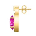 thumbnail image 5 of 0.35 Carat 8x6MM Oval Pink Topaz and Diamond Surrounded Earrings In 10k Yellow Gold, 5 of 6