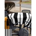 thumbnail image 5 of Outdoor Tablecloth with Umbrella Hole for Patio/Picnic/Party/Camping, Black Striped Waterproof Table Cloth Square Cover Washable, Blue Geometric Line Stripes Farmhouse (54"x 54"), 5 of 9