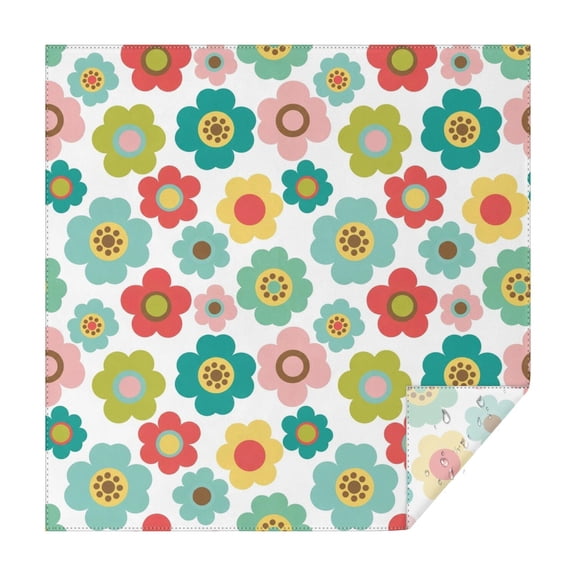 Pioneer Flower Floral Print Pattern Square Tablecloth, Waterproof Wipeable Spillproof Washable Table Cover for Home Kitchen Party Decor, 42"x42"
