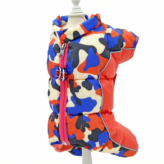 TELOLY Dog Rain Coat,Four-Limb Enclosure Dog Winter Coat,Complete Cold Defense Dog Jackets for Small Dogs,Orange1,M