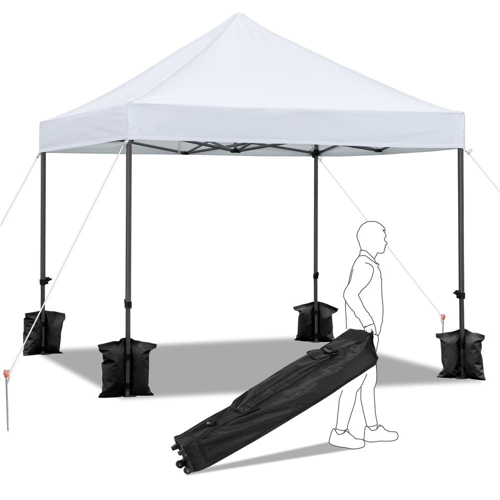 White 10 x 10 Topeakmart Outdoor Pop-Up Canopy Tent w/Carrying Bag 