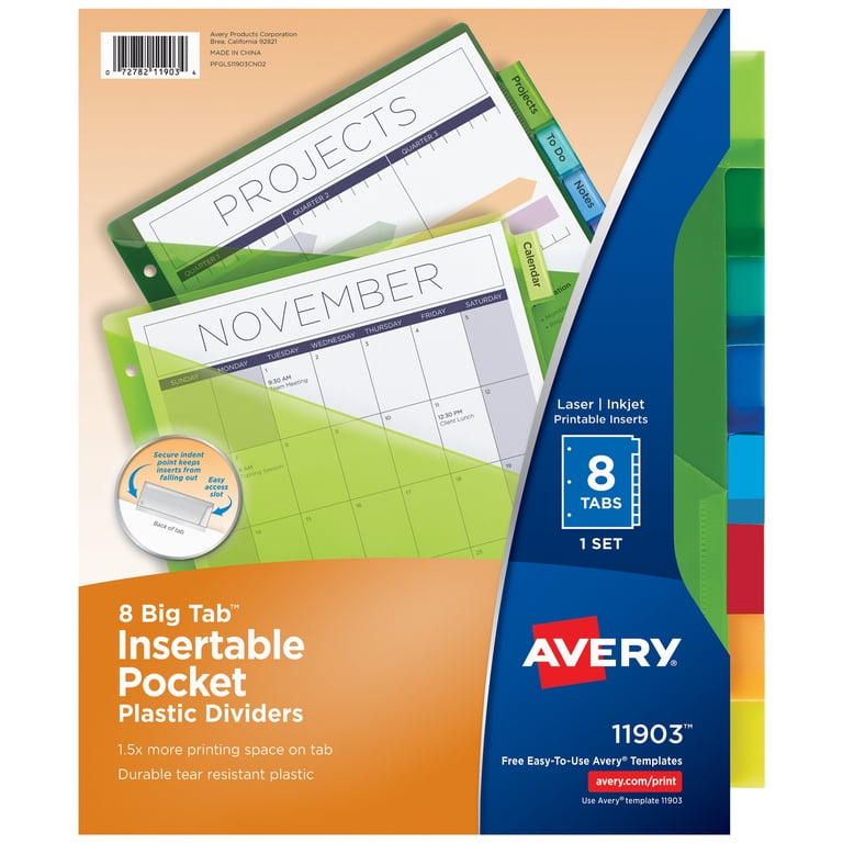 Avery Big Tab Plastic Dividers, Insertable, 8-Tab photo 1