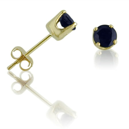 Amanda Rose Collection 14K Yellow Gold Round 4mm Genuine Sapphire Stud Earrings