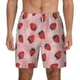 thumbnail image 2 of Picia Strawberries pattern Mens Swim Trunks with Compression Liner Stretch Beach Shorts Quick Dry with Zipper Pockets No-Chafing Board Shorts-Small, 2 of 9
