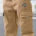 thumbnail image 5 of Zanarzt Toddler Toddler Boy Cargos Boys Cargo Pants Cotton Casual Pants Hiking School Sweatpants Joggers Khaki,3-4 Years, 5 of 6