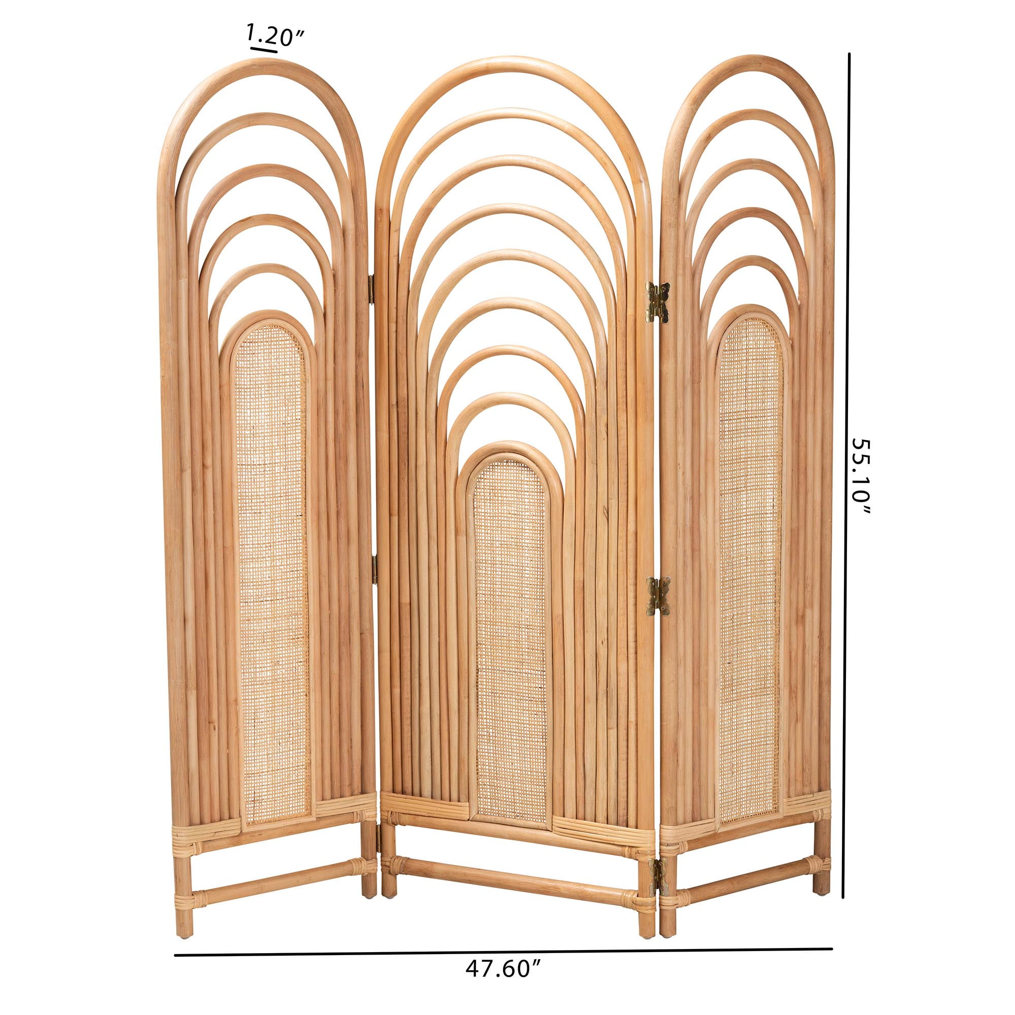 bali & pari Golda Rattan BOHO Room Divider, Natural Brown