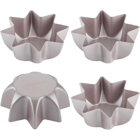 CHEFMADE Octagon Star Pandoro Shape Cake Pan, 5-Inch 4Pcs Non-Stick Cake Bread and Meat Bakeware for Oven and Instant Pot Baking (Champagne Gold)