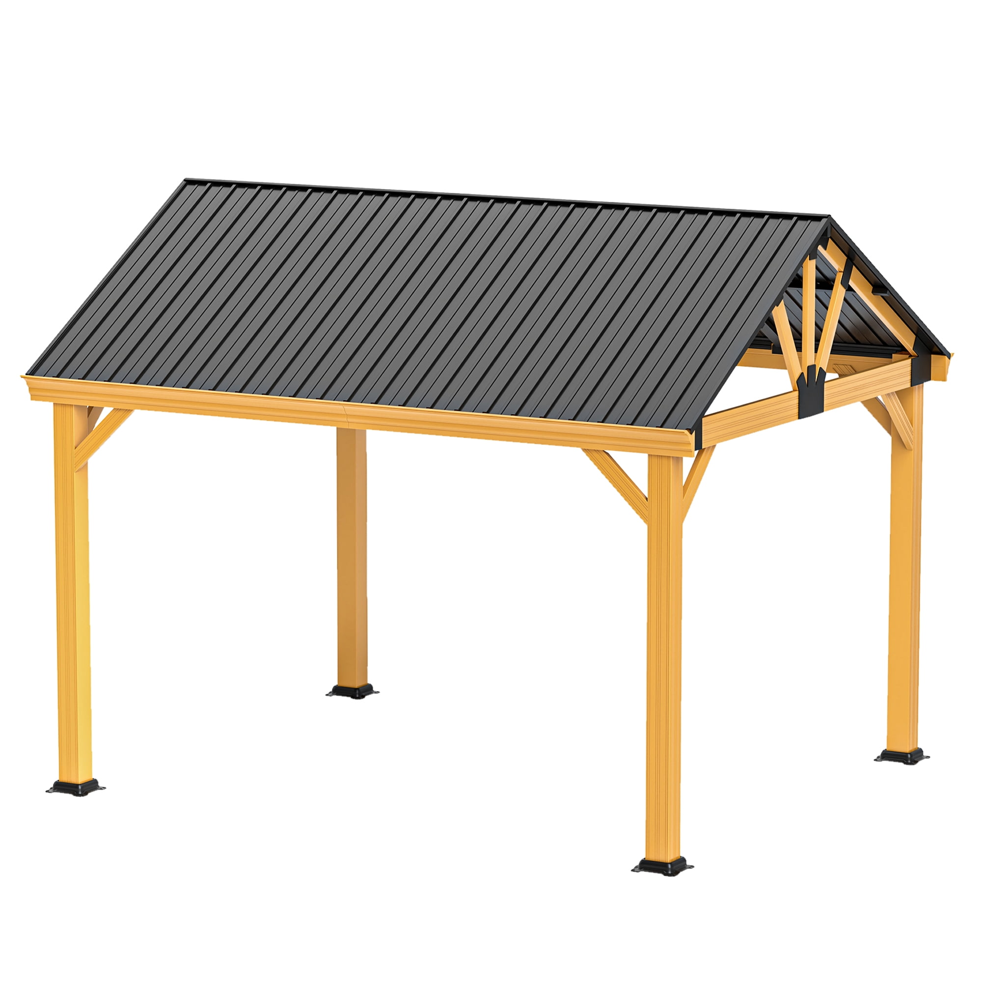 Uforic 11' x13.8' Outdoor Gazebo, Hardtop Gazebo with Galvanized Steel Top Pavilion Gable Roof, for Patio, Garden, Balcony