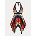 thumbnail image 1 of Tankini en Talla Extra con Estampado Tropical Rosegal  Camisetas sin mangas de talla grande, 1 of 5