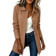 thumbnail image 3 of Knit Cardigan Dqueduo Women's Long Sleeve Turn-Down Collar Cardigan Top – Solid Winter Outerwear Coat Khaki L, 3 of 7