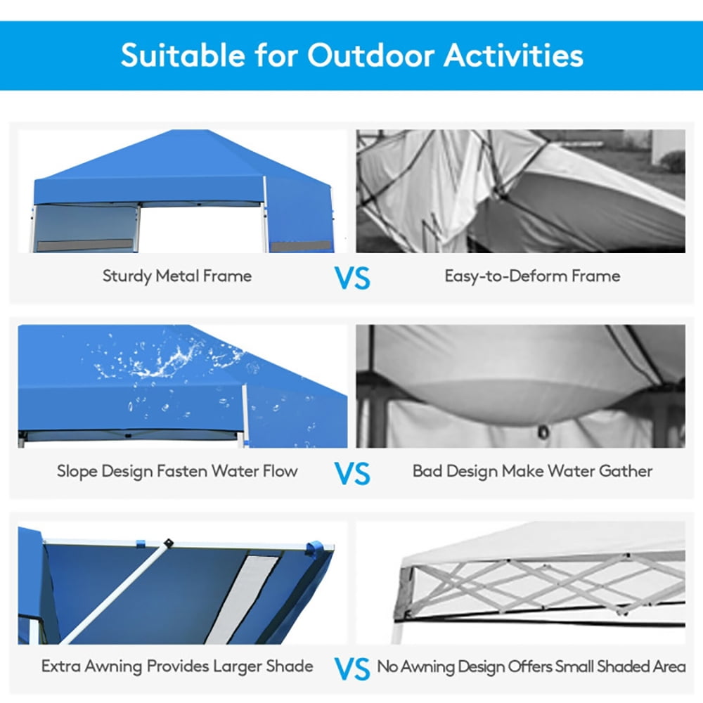 Aimee Lii 17 Feet x 10 Feet Foldable Pop Up Canopy with Adjustable Instant Sun Shelter, Backyard Canopy Gazebo, Blue Aimee Lii 17 Feet x 10 Feet Foldable Pop Up Canopy with Adjustable Instant Sun Shelter, Backyard Canopy Gazebo, Blue