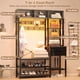 thumbnail image 3 of ZZJYY Hall Tree with Bench and Shoe Storage, 7-in-1 Entryway Bench with Coat Rack, 3 Storage Cubbies, 3 Open Shelves, 17 Coat Hooks, 2 Fabric Drawers (Oak Grey), 3 of 10