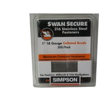 Simpson Strong-Tie T18N100FNB 1" 18ga 316SS Straight Finish Nails 500ct